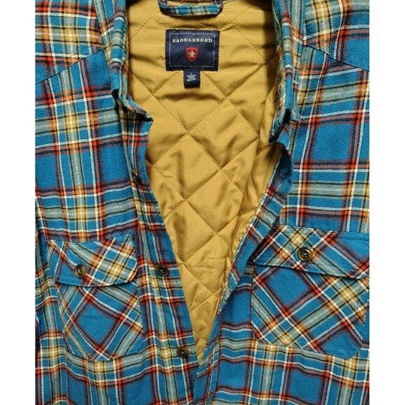 Saddlebred Skacket Men's Blue Plaid Size L Button Pockets Insulated - Picture 5 of 6